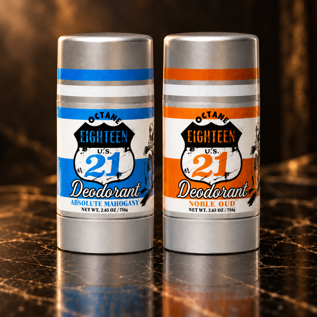 18.21 Man Made: deodoranti Absolute Mahogany e Noble Oud su marmo nero