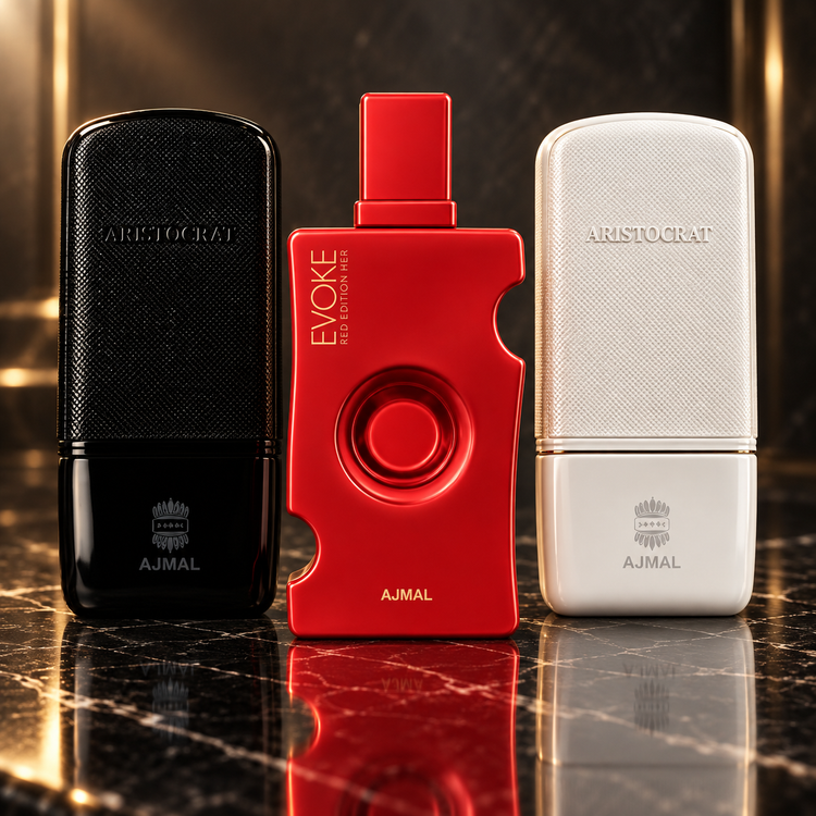 Ajmal: Aristocrat Noir, Aristocrat Blanche, Evoke Red Edition Her – NewBelle
