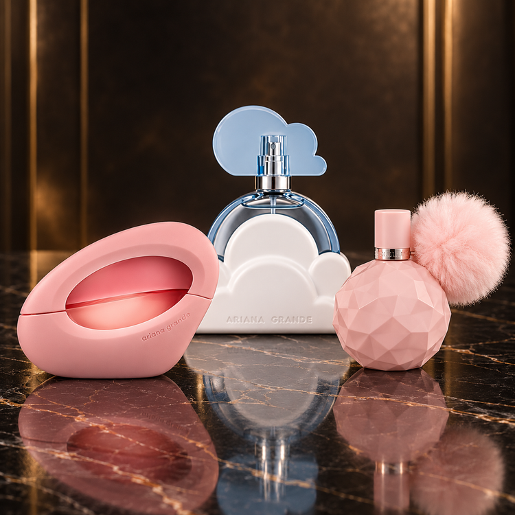 Ariana Grande: Mod Blush, Cloud, Sweet Like Candy — scena su marmo nero