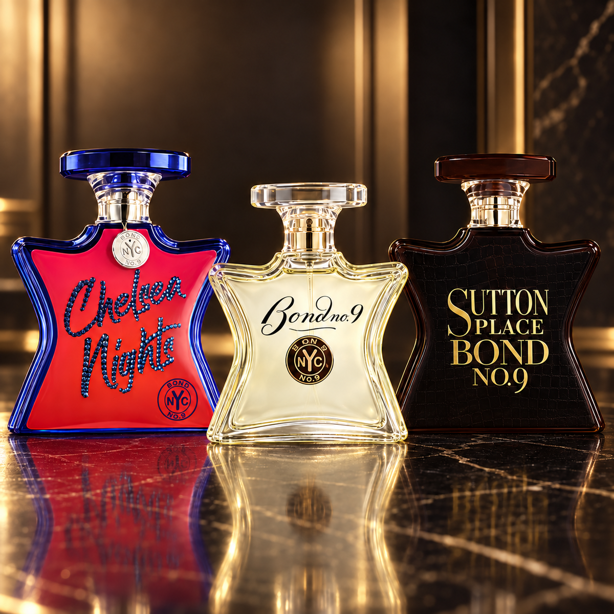 Bond No. 9: Chelsea Nights Swarovski Edition, So New York, Sutton Place — scena su marmo nero