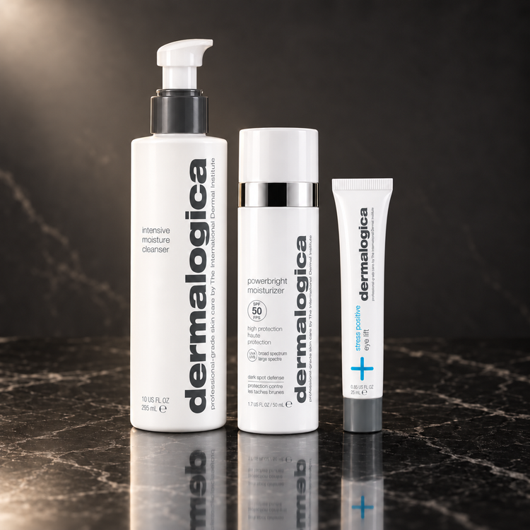 Dermalogica: Intensive Moisture Cleanser 295 ml, PowerBright Moisturizer SPF 50 50 ml, Stress Positive Eye Lift 25 ml – NewBelle