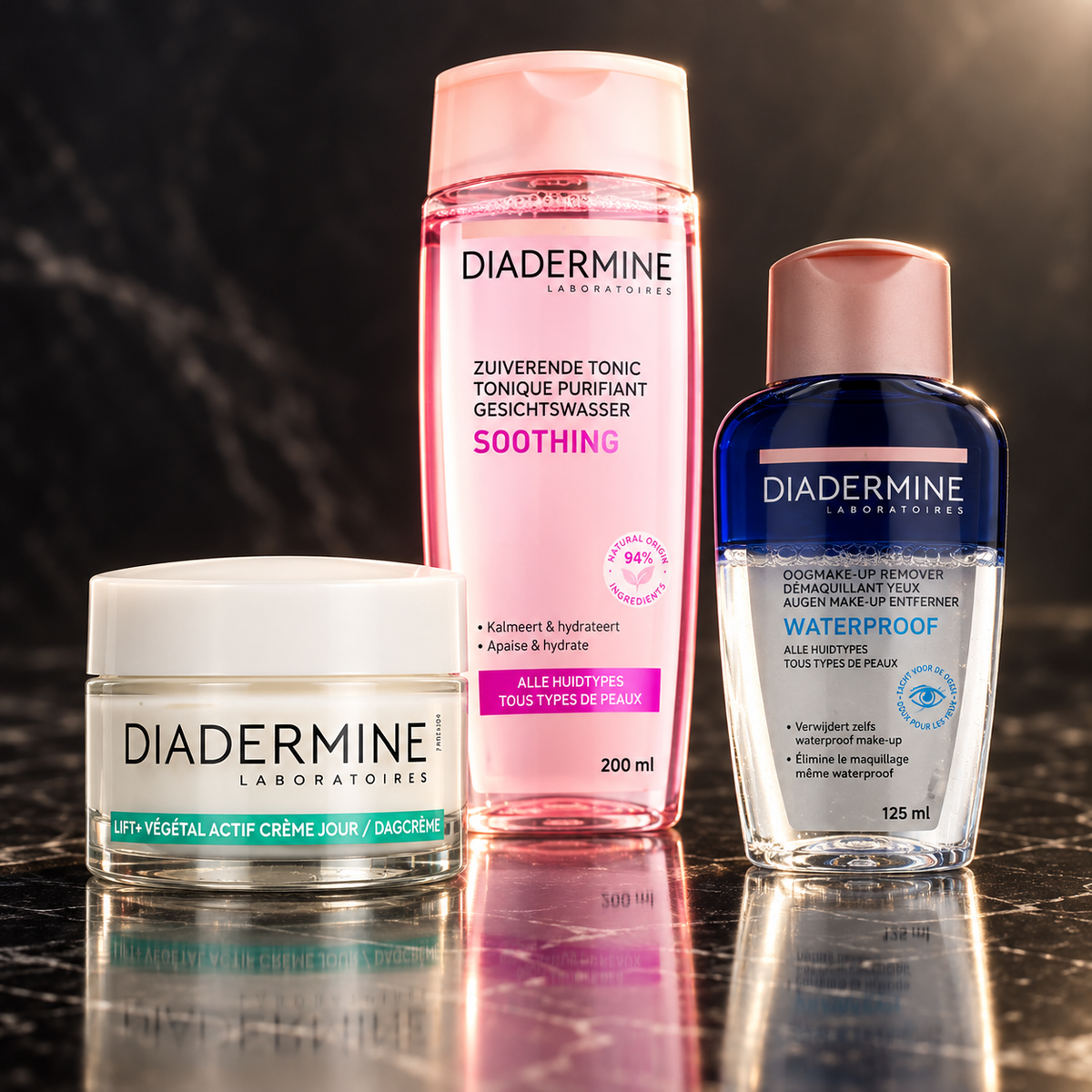 Diadermine Laboratoires: Lift+, Soothing Tonic 200 ml, Waterproof Eye Make-Up Remover 125 ml – NewBelle