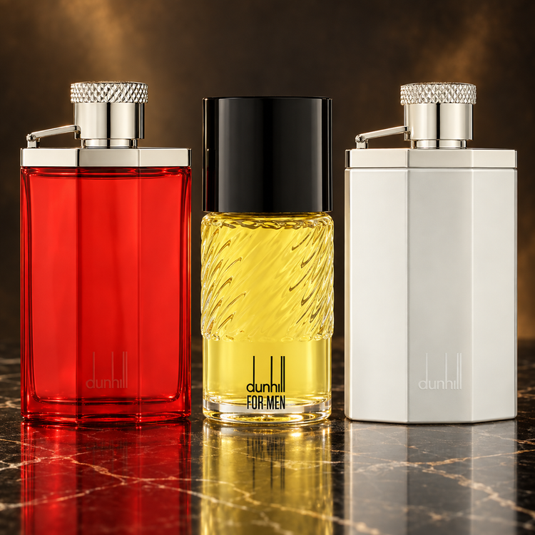 Dunhill: Desire for a Men, For Men Eau de Toilette (uomo) 100 ml, Desire Silver — scena su marmo nero