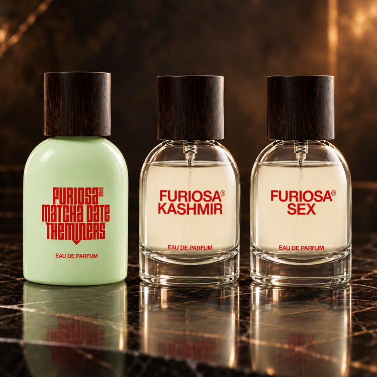 FURIOSA®: MATCHA DATE, KASHMIR, SEX — scena su marmo nero