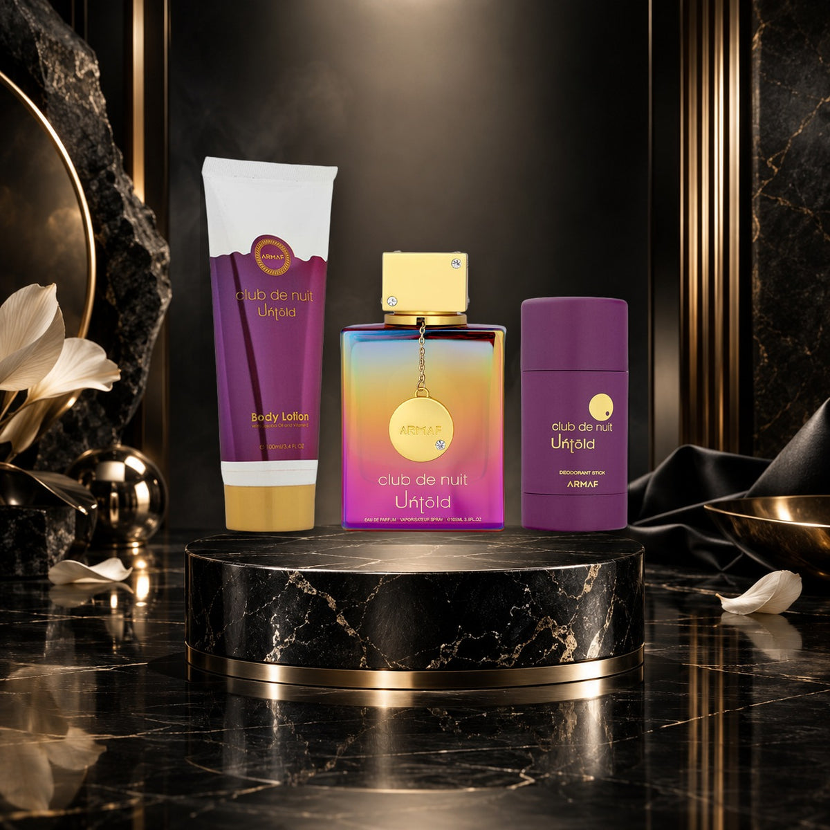 Club de Nuit Untold EDP 105 ml + DST 75 g + latte per il corpo 100 ml - NewBelle campagna