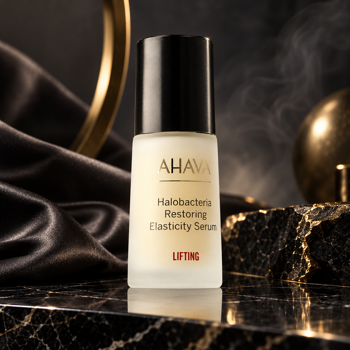 Lifting Halobacteria Restoring Elasticity Serum — ambientazione luxury scura