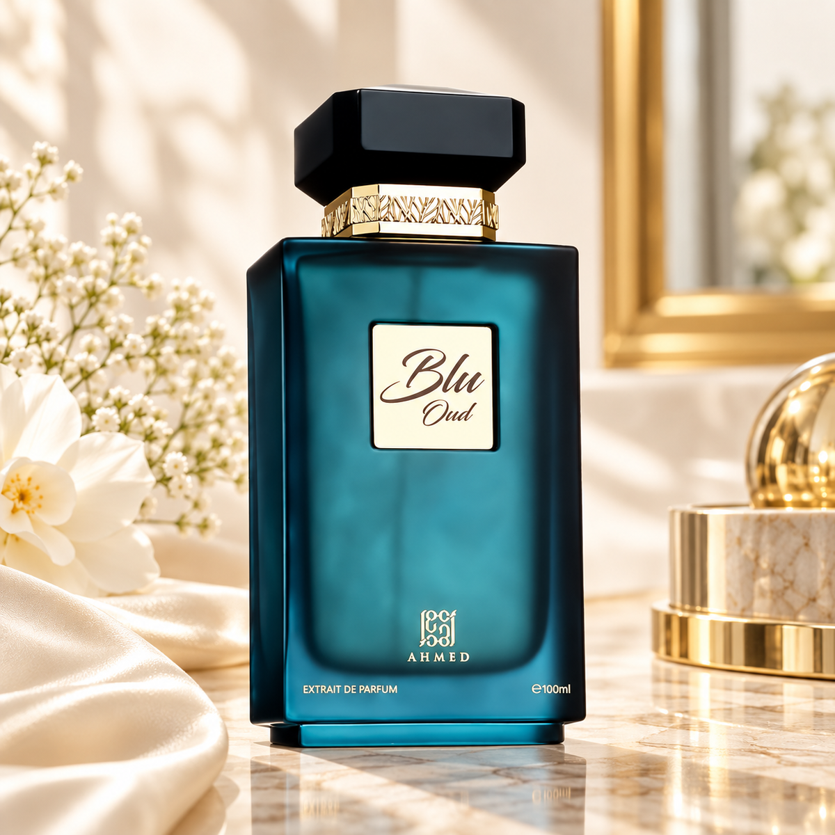 Blu Oud Extrait de Parfum (uomo) 100 ml — ambientazione chiara NewBelle
