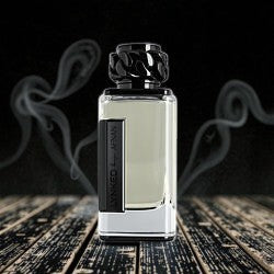 Newbelle Lynked Forever unisex oriental floral fragrance in a clear glass bottle with a black cap and chain detail.